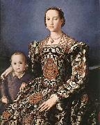BRONZINO, Agnolo Eleonora of Toledo with her son Giovanni de- Medici oil painting on canvas